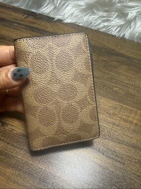 Coach Brown Signature Pattern Card & Key Holder